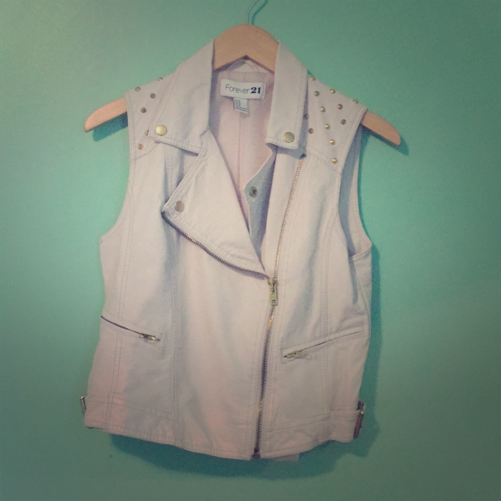 Faux Leather Cream Vest (medium)
